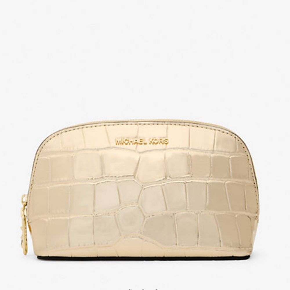Michael Kors Empire Small Metallic Crocodile Embossed Leather Travel Pouch
Pale - Picture 1 of 2